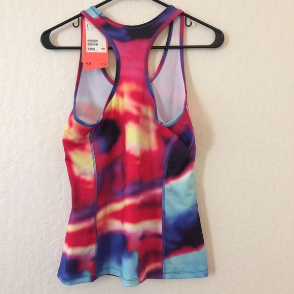 H&M multi-color workout tank top pink, blue, yellow, women’s size small - Picture 4 of 5